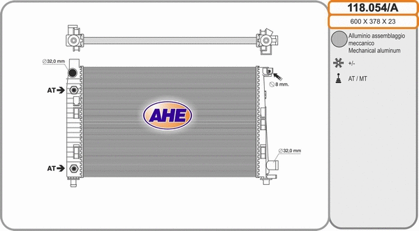 Radiator, engine cooling (118.054/A)