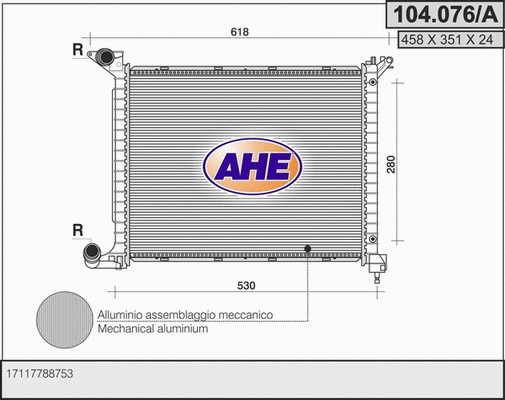 Radiator, engine cooling (104.076/A)