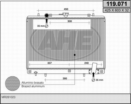 Radiator, engine cooling (119.071)