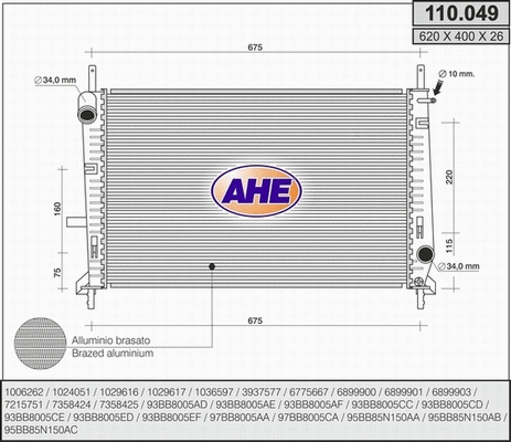 Radiator, engine cooling (110.049)