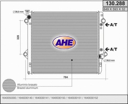 Radiator, engine cooling (130.288)