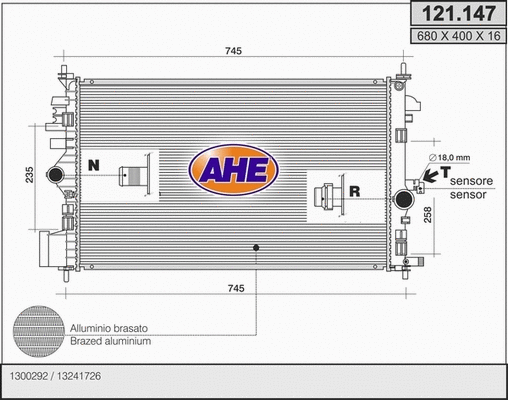 Radiator, engine cooling (121.147)