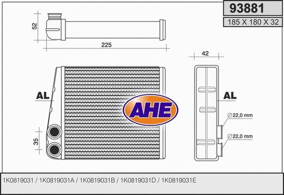 Heat Exchanger, interior heating (93881)