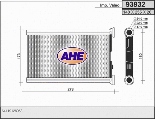 Heat Exchanger, interior heating (93932)
