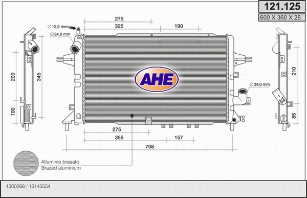 Radiator, engine cooling (121.125)