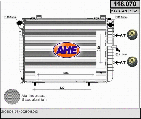 Radiator, engine cooling (118.070)