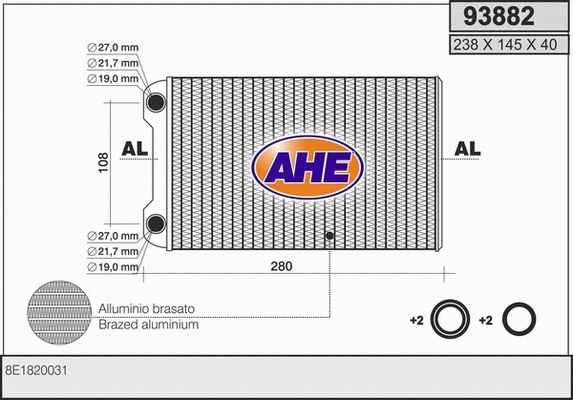 Heat Exchanger, interior heating (93882)