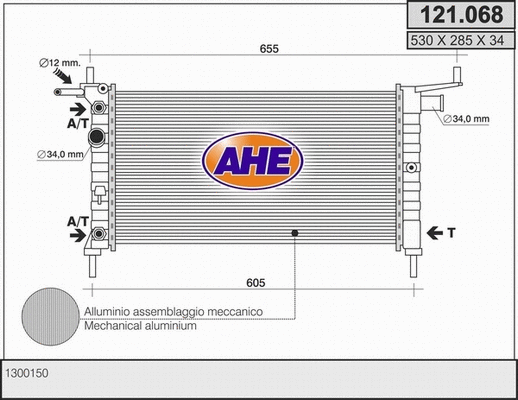Radiator, engine cooling (121.068)