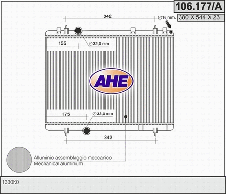 Radiator, engine cooling (106.177/A)