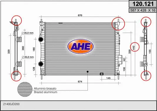 Radiator, engine cooling (120.121)