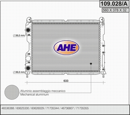 Radiator, engine cooling (109.028/A)