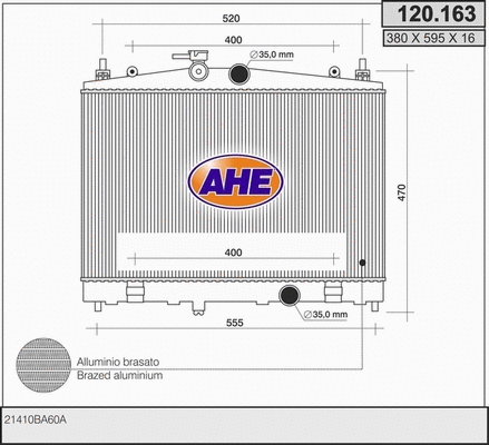 Radiator, engine cooling (120.163)