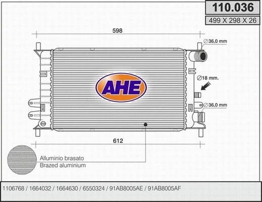 Radiator, engine cooling (110.036)
