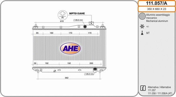 Radiator, engine cooling (111.057/A)