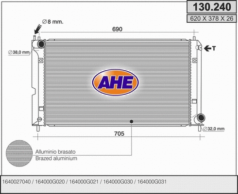 Radiator, engine cooling (130.240)