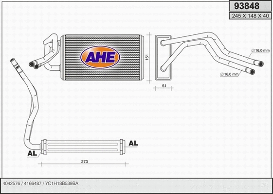Heat Exchanger, interior heating (93848)