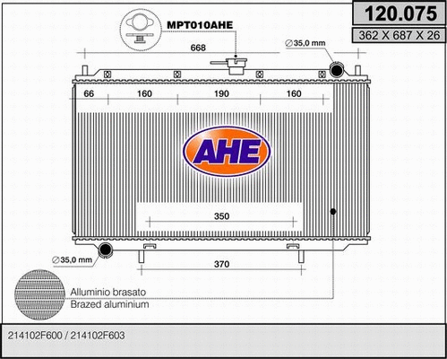 Radiator, engine cooling (120.075)