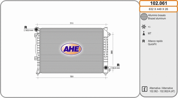 Radiator, engine cooling (102.061)