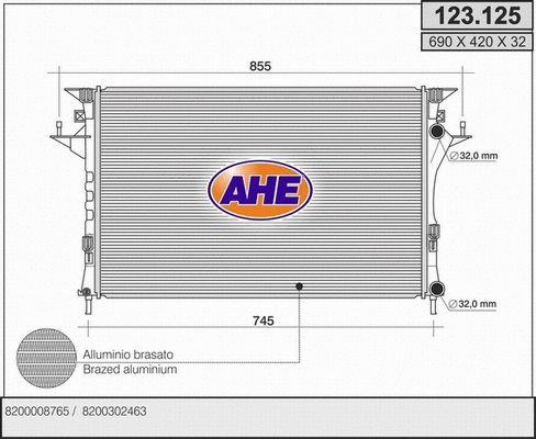 Radiator, engine cooling (123.125)
