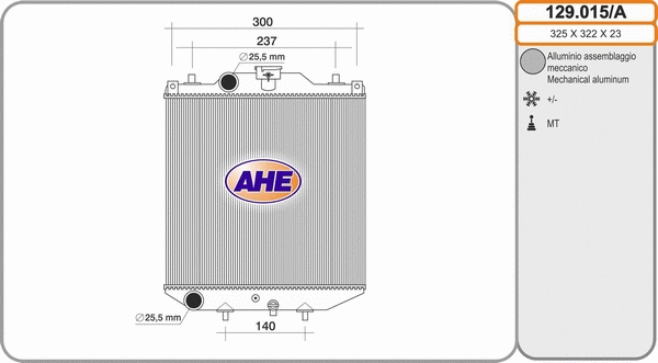 Radiator, engine cooling (129.015/A)