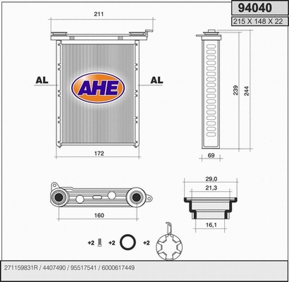 Heat Exchanger, interior heating (94040)