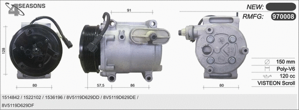 Compressor, air conditioning (970008)