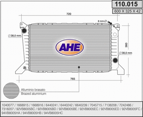 Radiator, engine cooling (110.015)