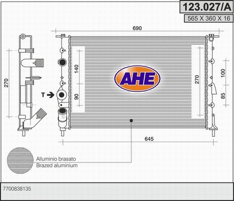 Radiator, engine cooling (123.027/A)
