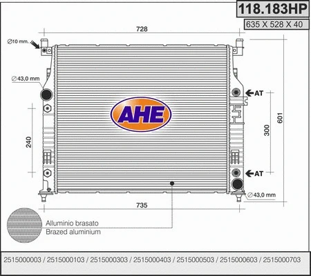 Radiator, engine cooling (118.183HP)
