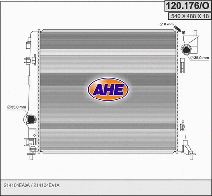Radiator, engine cooling (120.176/O)