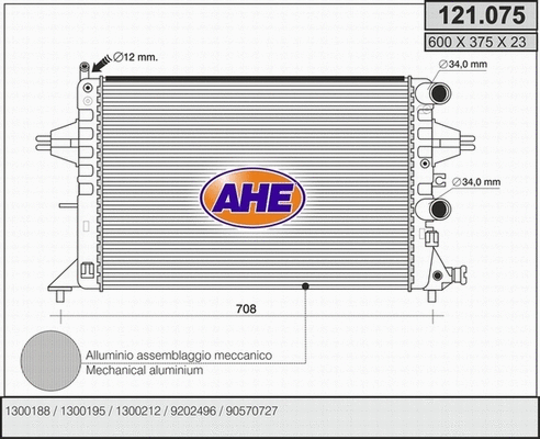 Radiator, engine cooling (121.075)