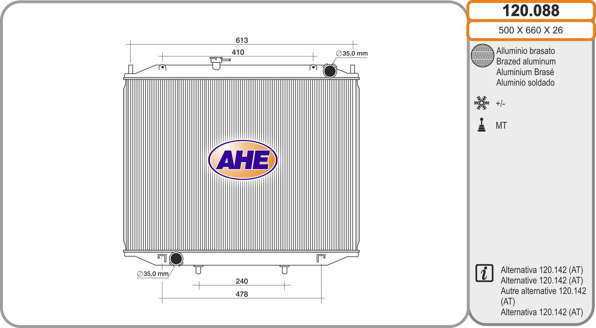 Radiator, engine cooling (120.088)
