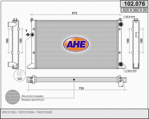 Radiator, engine cooling (102.076)