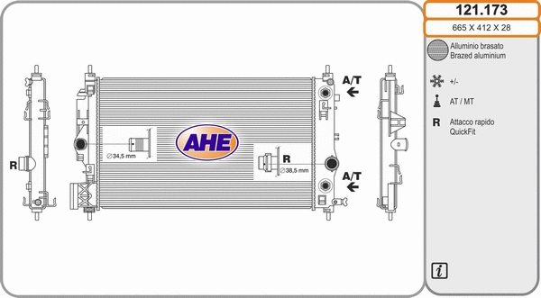 Radiator, engine cooling (121.173)