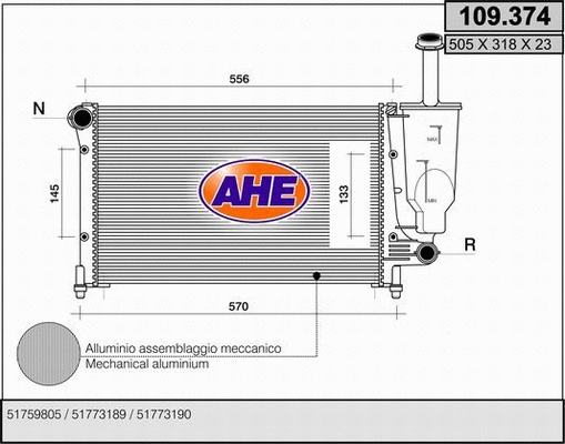 Radiator, engine cooling (109.374)