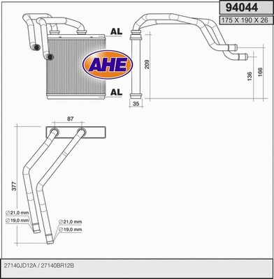 Heat Exchanger, interior heating (94044)