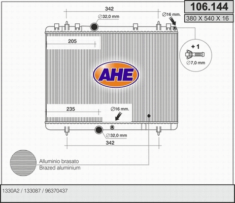 Radiator, engine cooling (106.144)