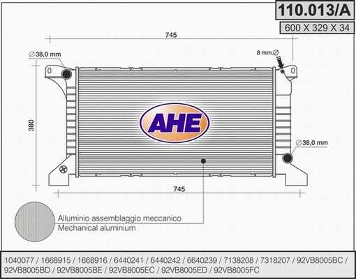 Radiator, engine cooling (110.013/A)