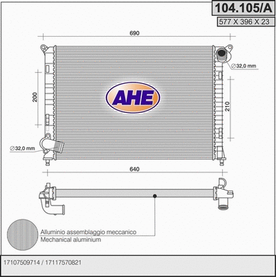 Radiator, engine cooling (104.105/A)