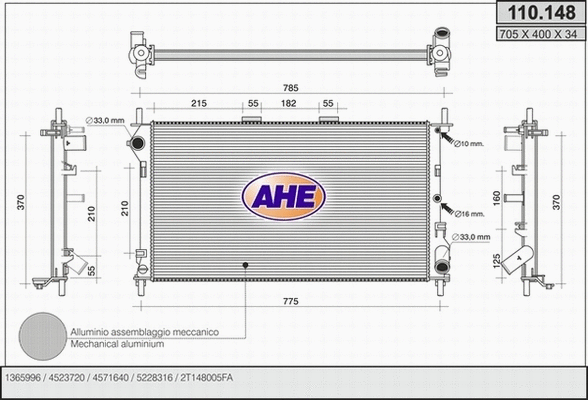 Radiator, engine cooling (110.148)