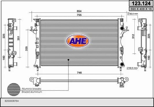 Radiator, engine cooling (123.124)