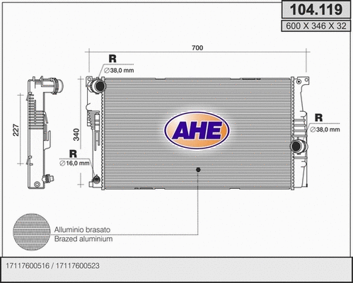 Radiator, engine cooling (104.119)
