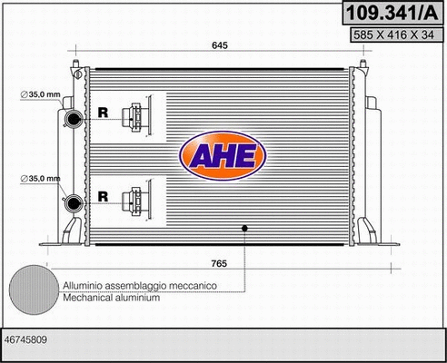 Radiator, engine cooling (109.341/A)