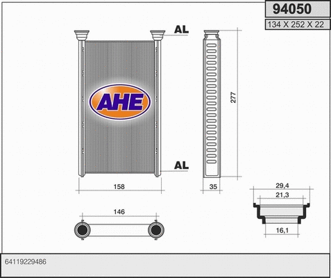 Heat Exchanger, interior heating (94050)