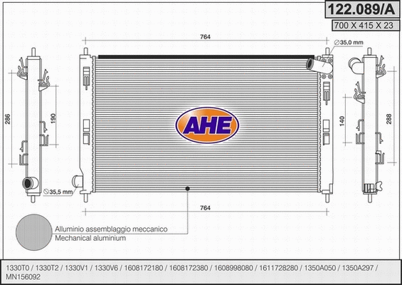 Radiator, engine cooling (122.089/A)