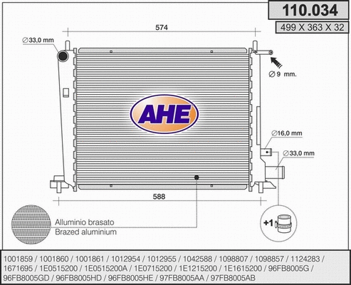 Radiator, engine cooling (110.034)