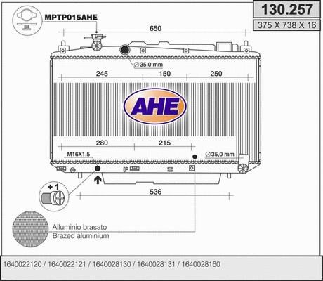 Radiator, engine cooling (130.257)