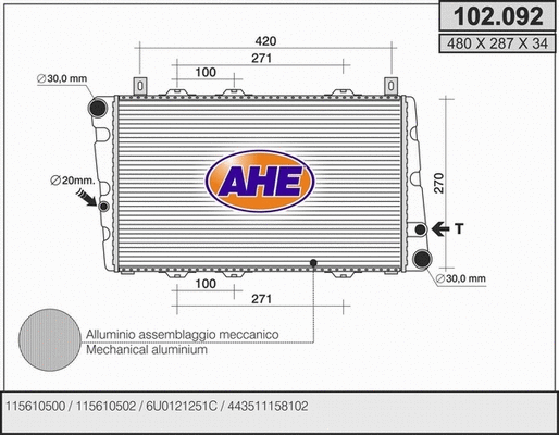 Radiator, engine cooling (102.092)