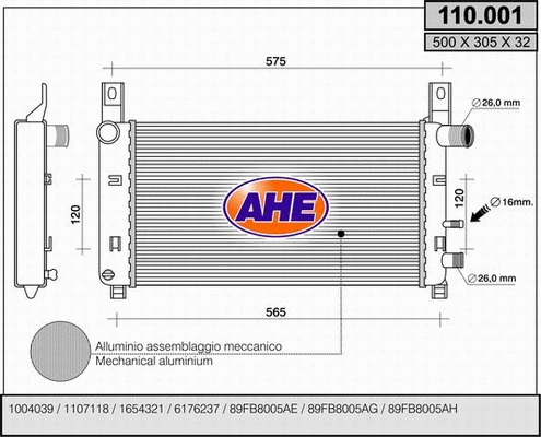 Radiator, engine cooling (110.001)