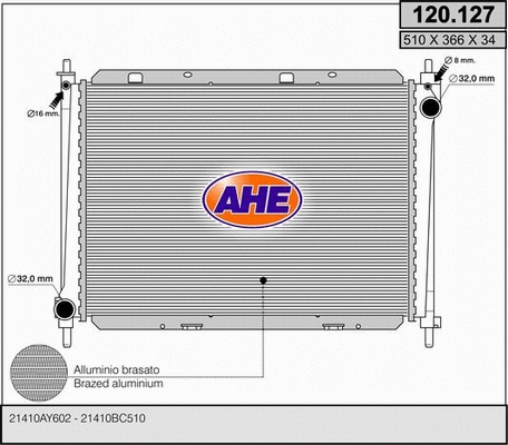 Radiator, engine cooling (120.127)